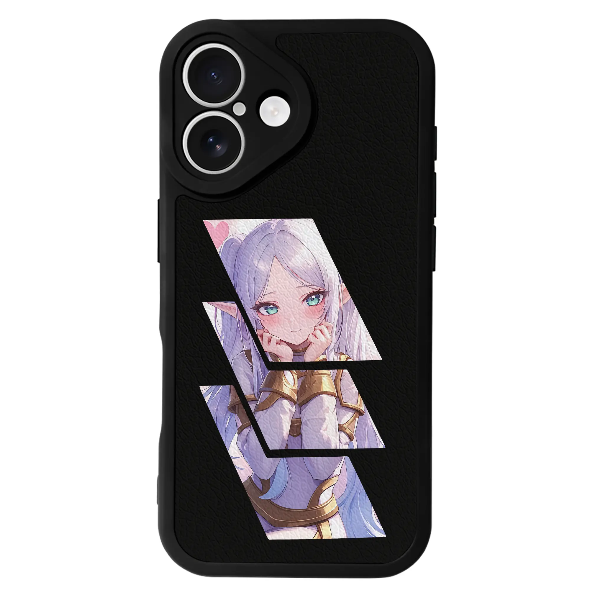 葬送のフリーレン（Frieren） グッズ,フリーレン（Frieren） - IPhone 16シリーズ対応 ・ シリコンスマホケース ・ レザー調 ・ 高精度フィット ・ 耐衝撃 ・ ワイヤレス充電対応 ・ 精密カット